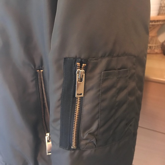Zara Olive Army Green Bomber Flight Jacket - Picture 4 of 5